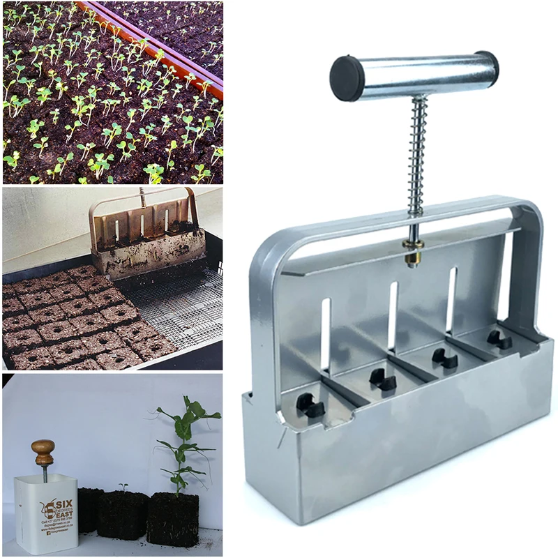 

Handheld Soil Block Maker Stainless Steel Seeding Soil Blocker Durable Soils Blocking Tool Anti-rust for Seedlings Garden Tool