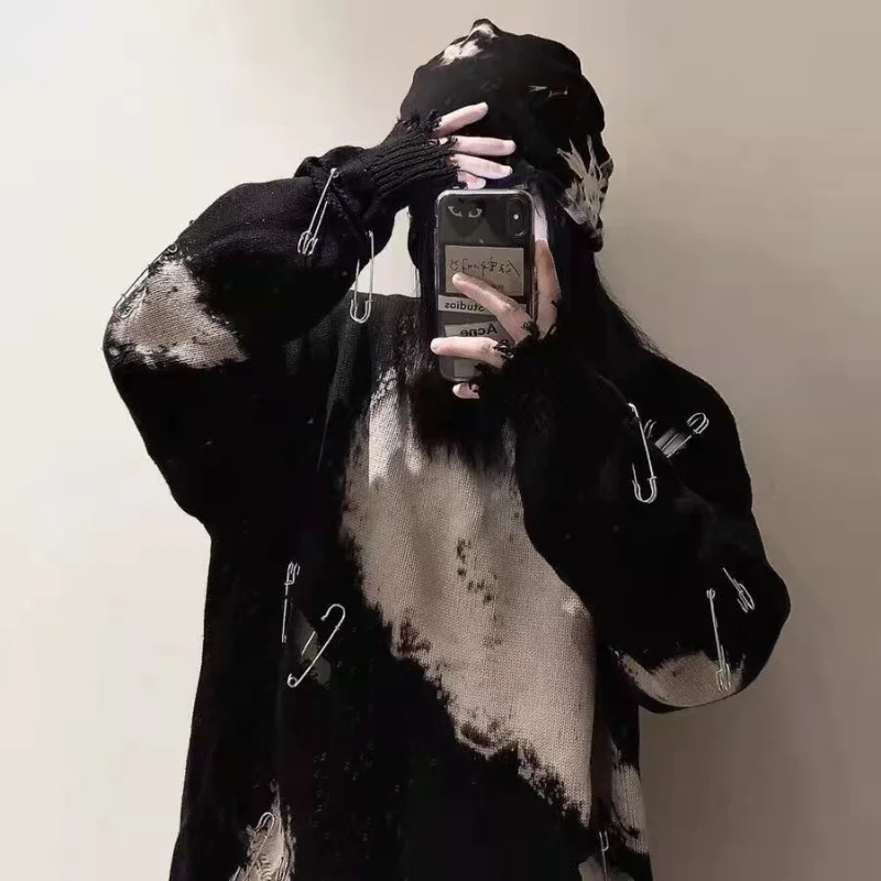 Deeptown гранж Y2k черный рваный