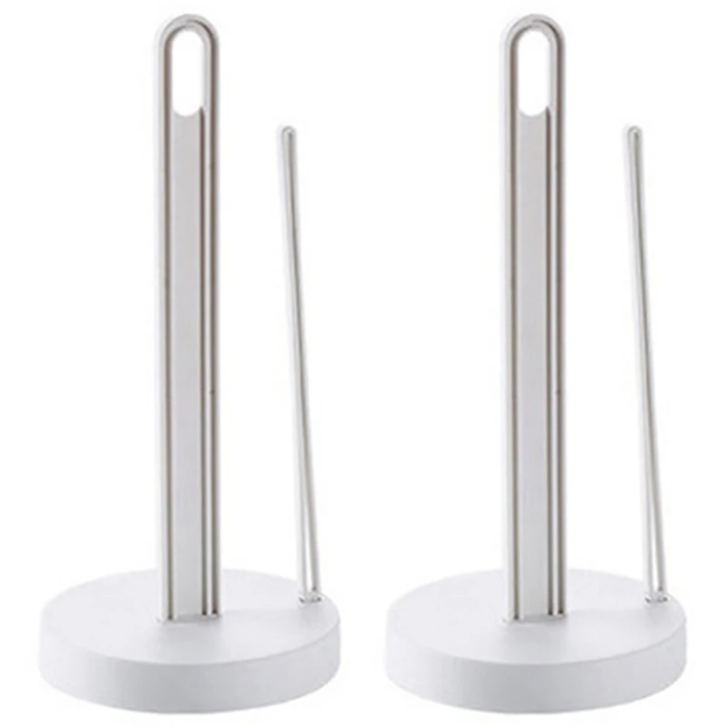 

2X Toilet Kitchen Paper Towel Roller Tissue Holder Plastic Rack Desktop Floor Vertical Napkins Stand Bathroom Storage-1
