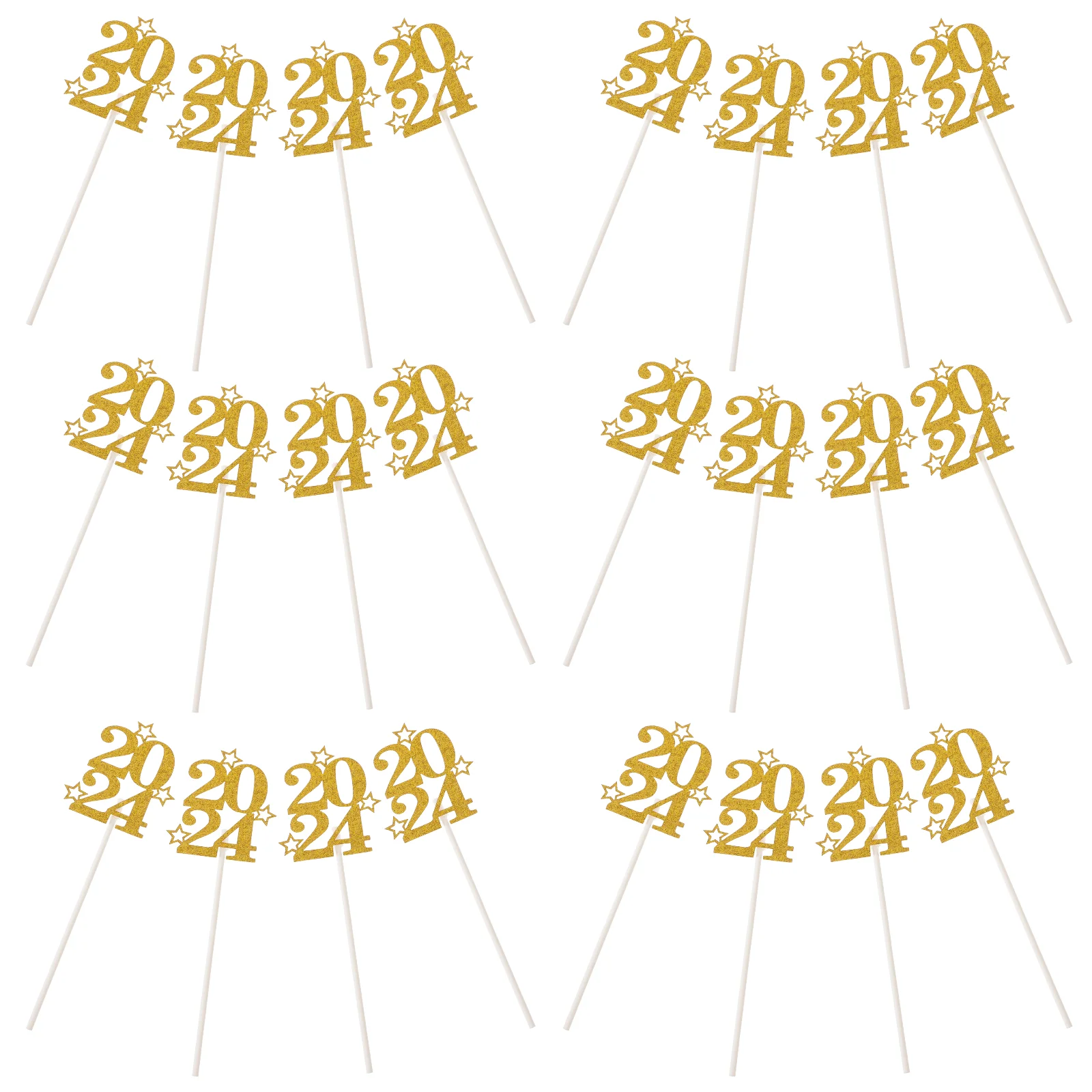 

30 Pcs Ornaments New Year Party Decor Paper Cup Dessert Picks Cake Decorations Topper