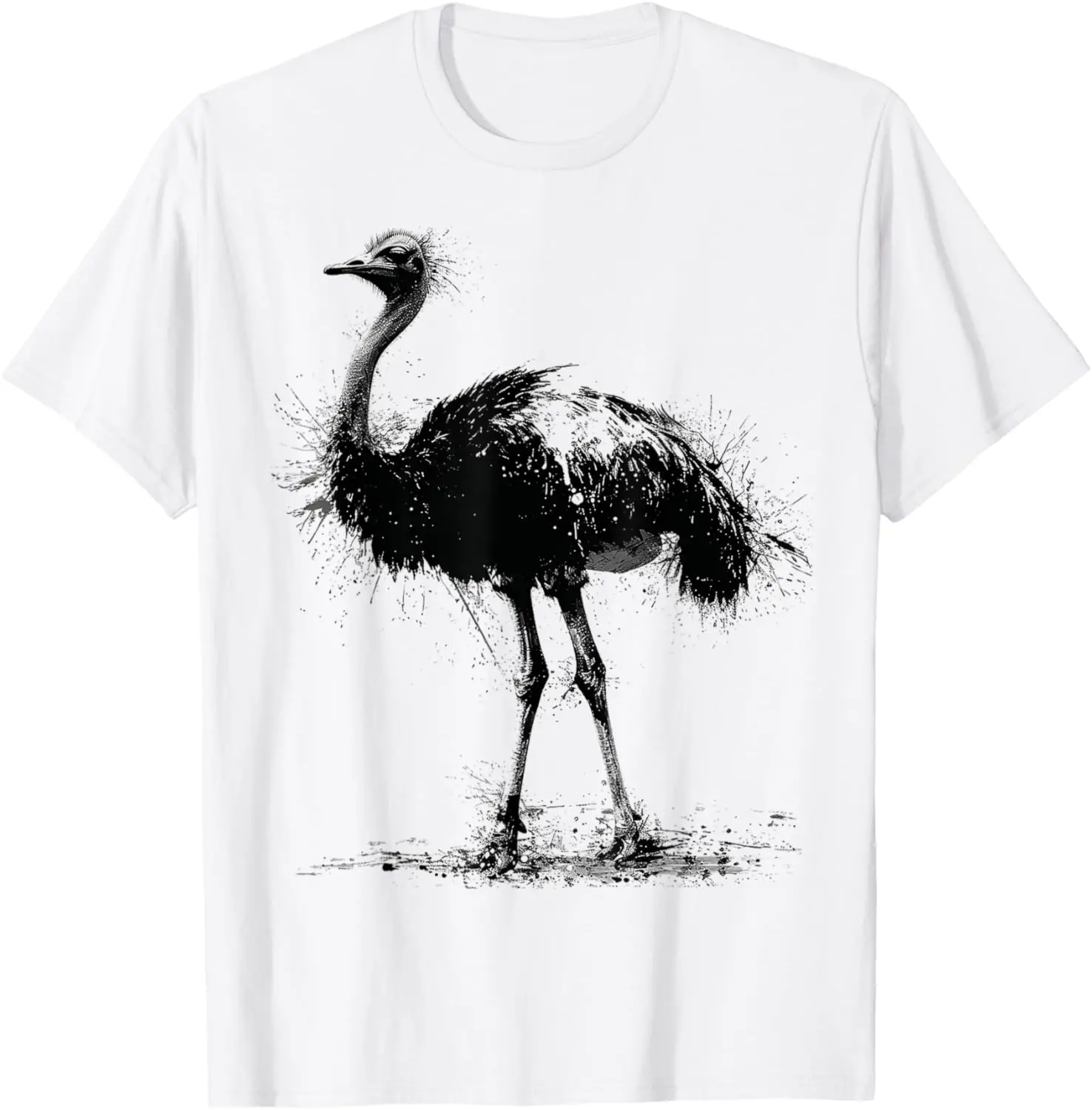 Ostrich Painting Animal Art Drawing Graphic T-Shirt
