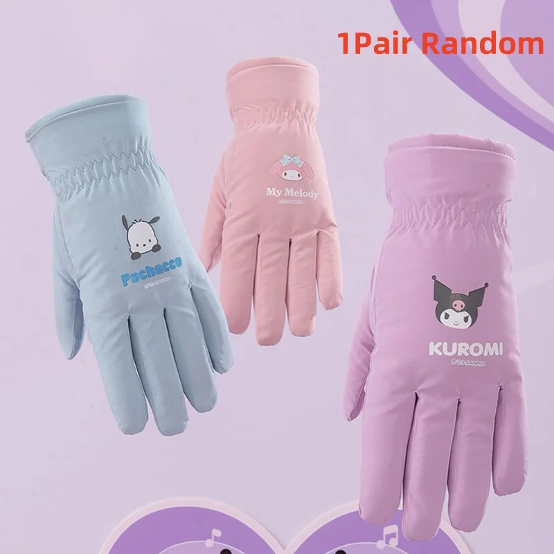 Hello Kitty Sanrio зимние уличные ветрозащитные утолщенные теплые перчатки с сенсорным