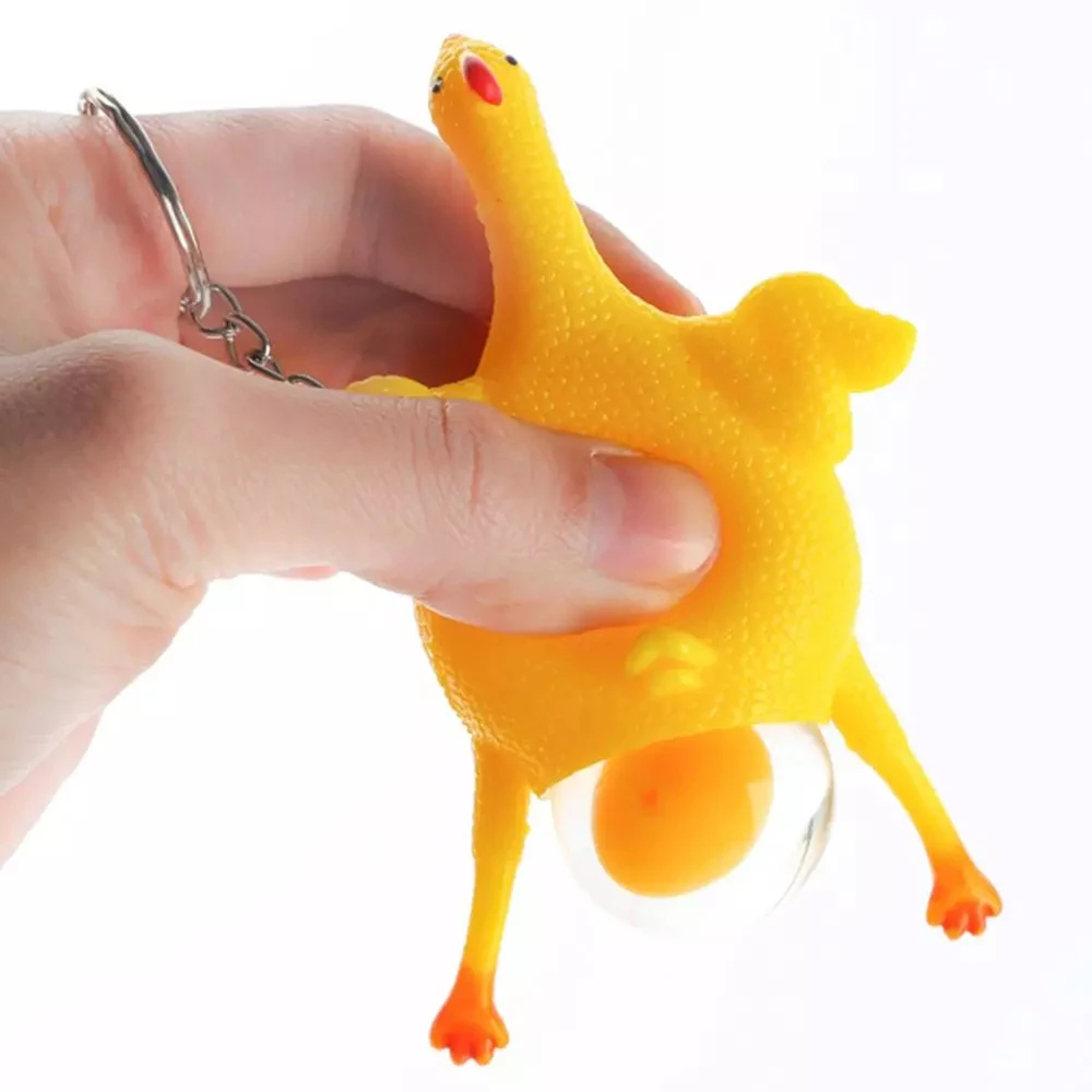 

Children Gift Novelty Spoof Toy Trick Fun Pranks Maker Gags Tricky Toys Chicken Laying Eggs Practical Jokes Key Ring