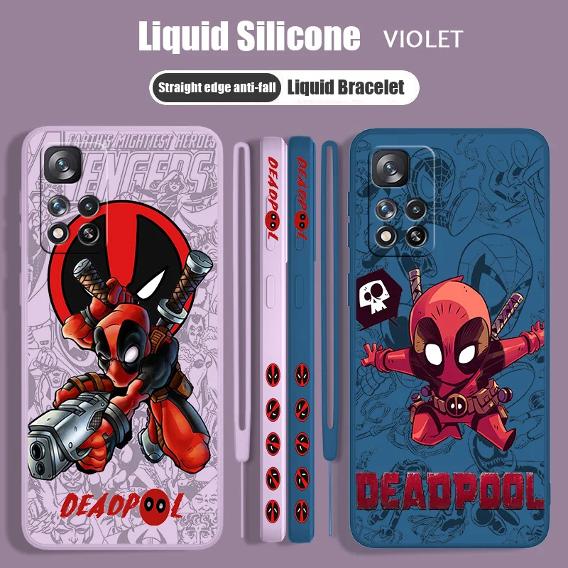 

Marvel Deadpool For Redmi Note 12 11T 11S 11E 10S 10T 10 9S 9T 8 Pro Plus Lite Max Liquid Left Rope Phone Case