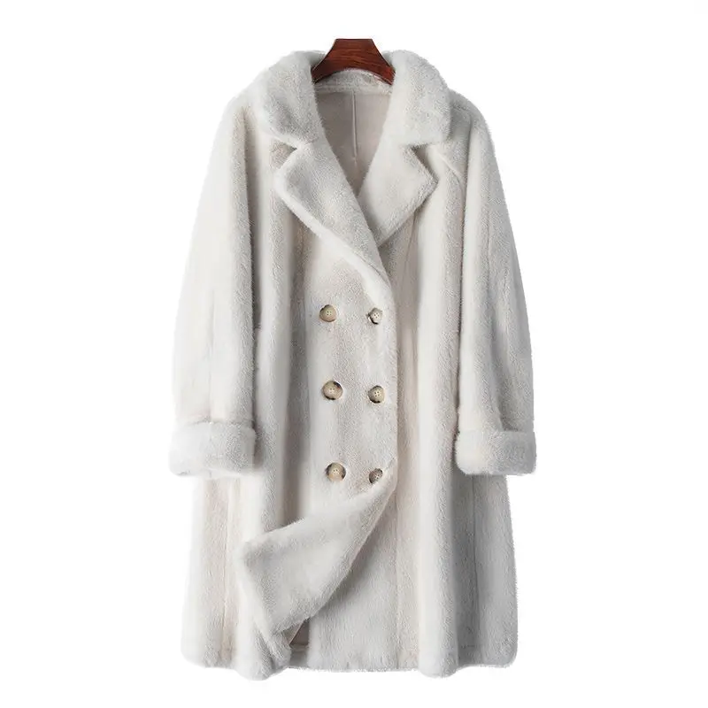 

2023 Winter New Fashion Style Environmental Friendly Fur Golden Mink Long Wide Edition Imitation Mink Women's Coat