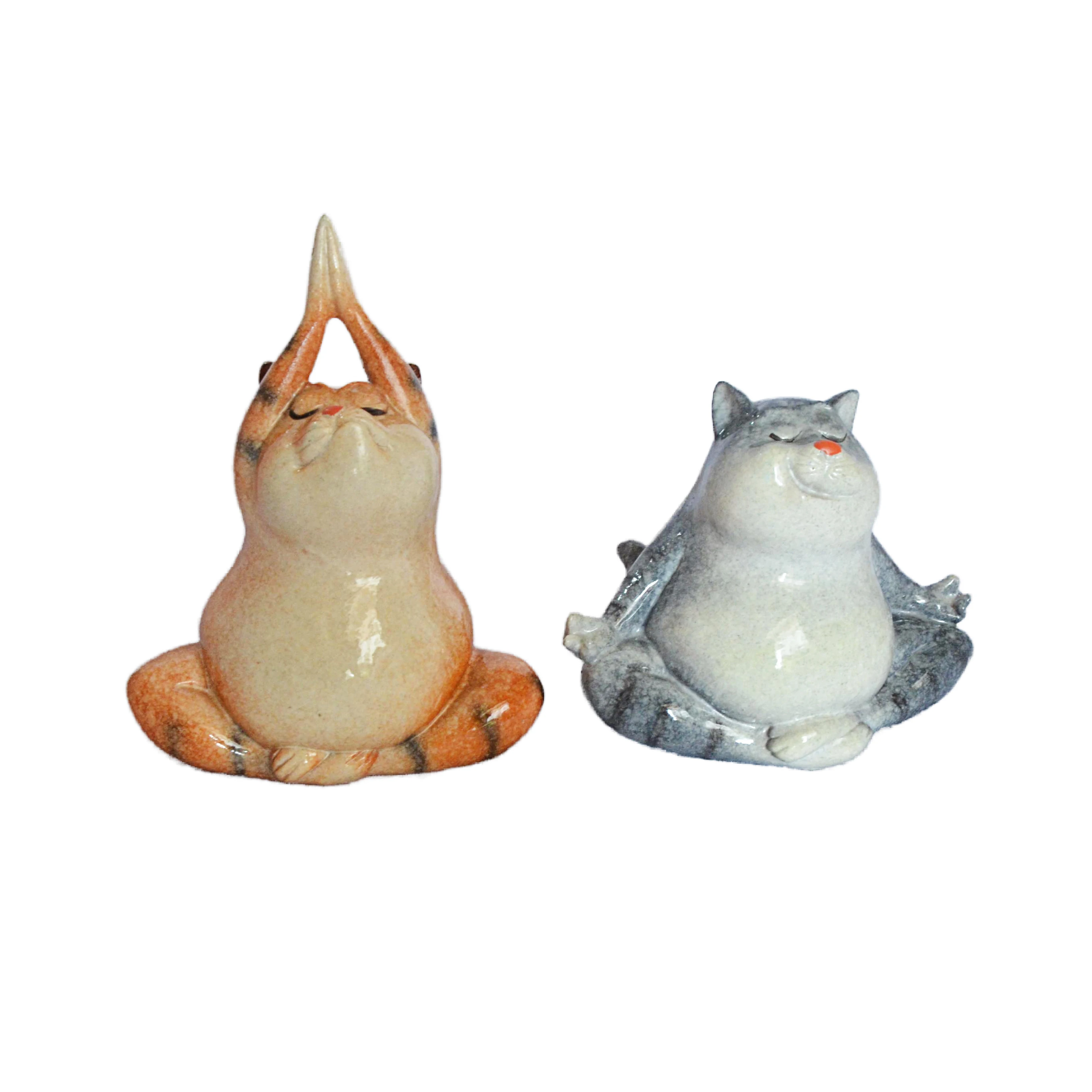 Полимерная Статуэтка для йоги MYBLUE в виде кошки украшения дома статуэтка