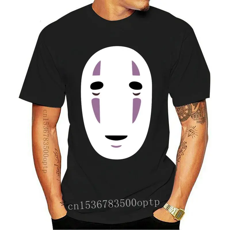 

Camiseta con estampado de kaonashi de Spirited Away, camisa de cuello redondo de color sólido, estilo interesante, ropa única de