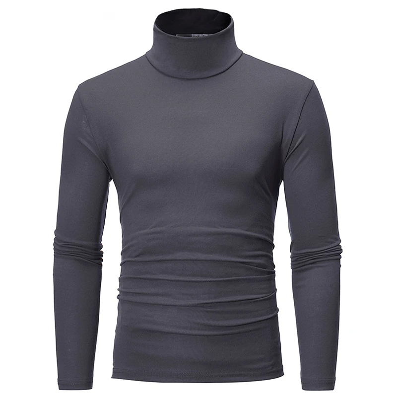 

Men's Turtleneck T-Shirt Autumn Spring Casual Long Sleeve Basic Bottoming Shirt Fashion Solid Color Slim-Fit Tops High Quality