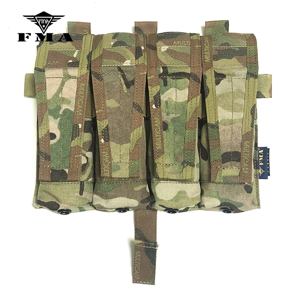

FMA New Tactical MP7 Quadruple Magazine Pouch Multicam Molle 500D Cordura for Tactical Vest AVS JPC2.0 Vest Front Panel