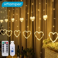 138led usb curtain lights love heart shape with remote control for valentines day bedroom party wedding decoration