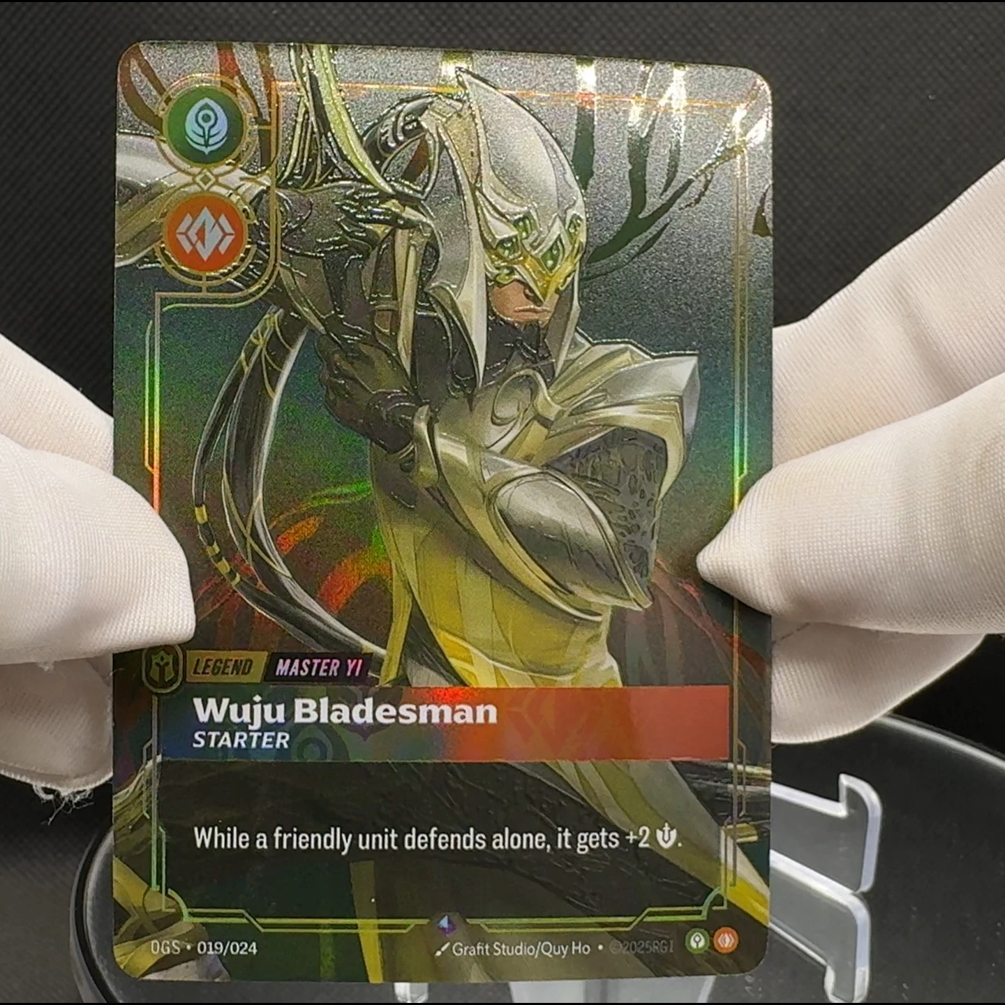 Фото Коллекционная карта Riftbound League Of Legends Master Yi Legend Card Champions с текстурной фольгой OGS-019 №3