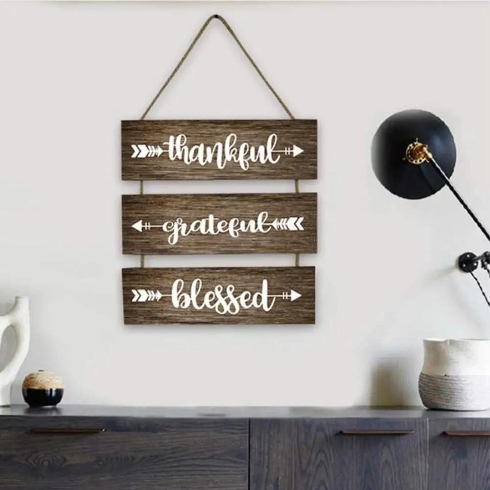 

Hanging Wall Decor Wooden Sign Thankful Grateful Blessed Rustic Wooden Sign For Kitchen Outdoor Bedroom Home Decoration