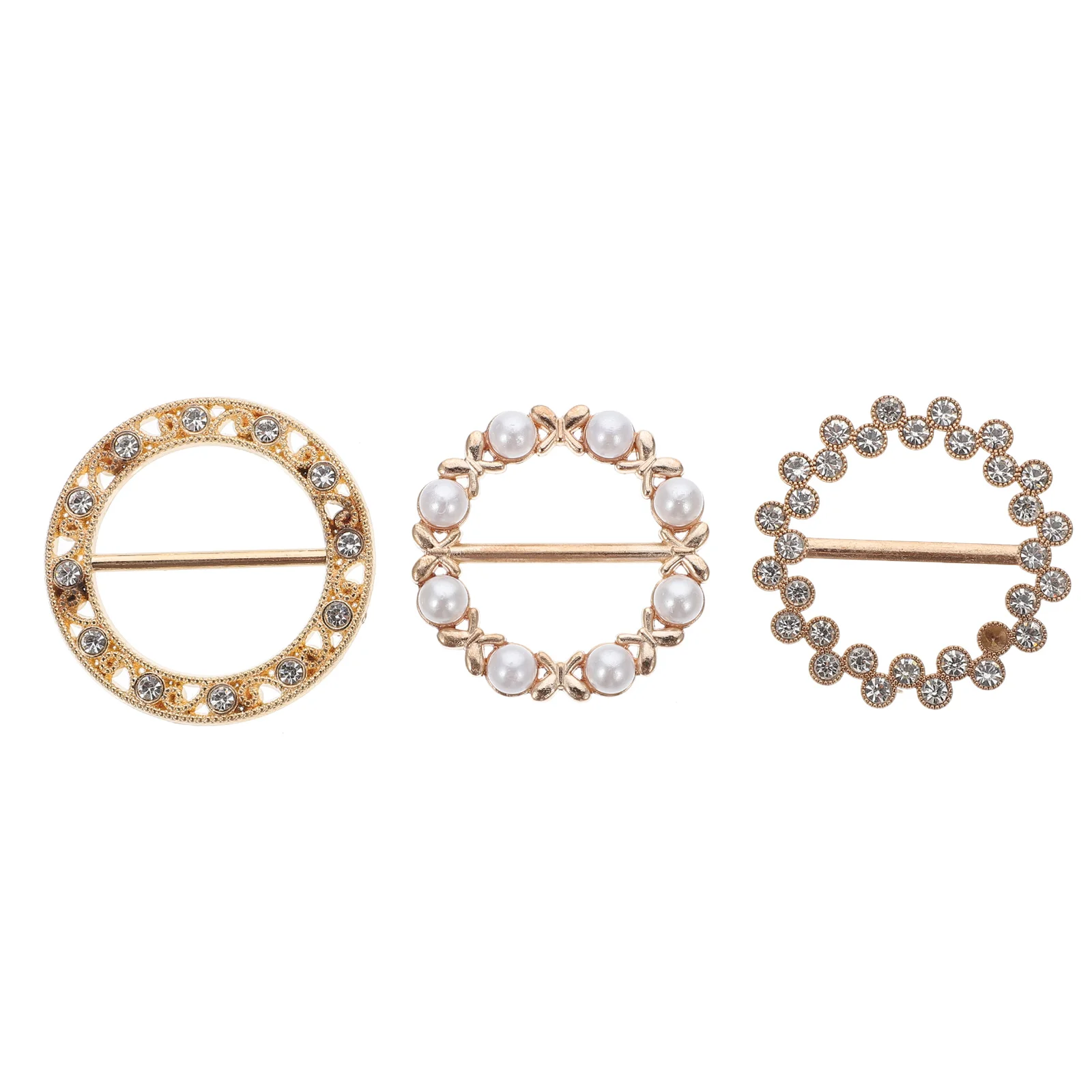 

3 Pcs Womens Scarf T- Shirt Clips Ring Brooch Clasp Buckle Neckerchief Waist Cincher Scarfs Knotted