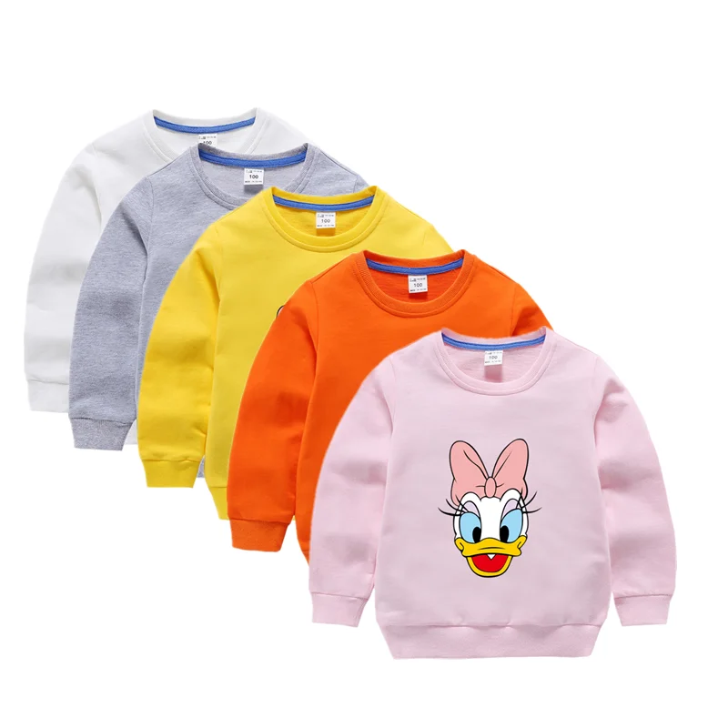 

Spring Teen Kids Tops Little Girl Clothes 3-10 Year Children Sweatshirts Cartoon Daisy Duck Tops Autumn Fall Girls Clothing