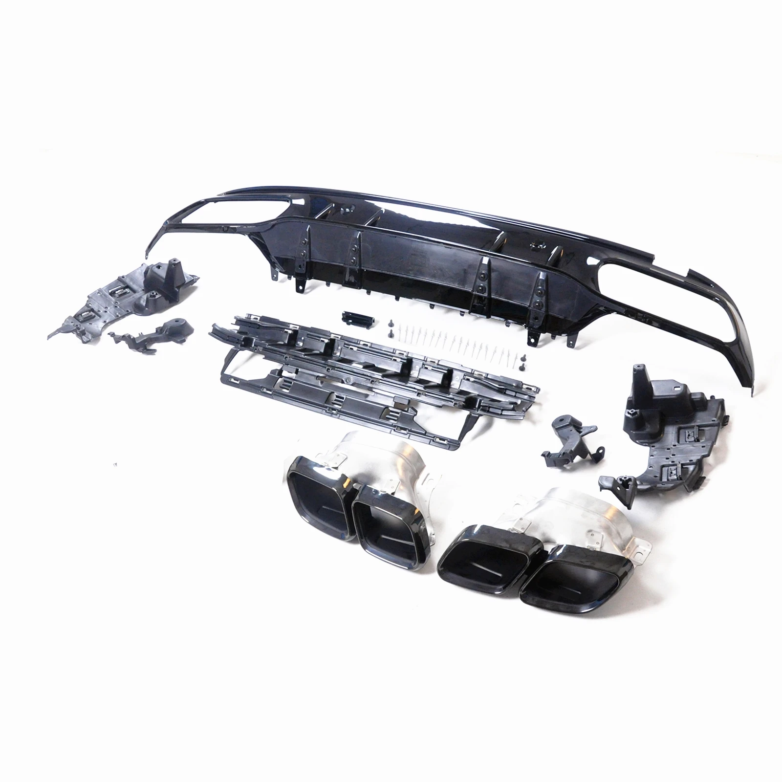 

Задний бампер, диффузор, спойлер, губа + наконечник глушителя для Mercedes Benz C Class W205 4-дверный седан AMG C63 Style 2015-2021