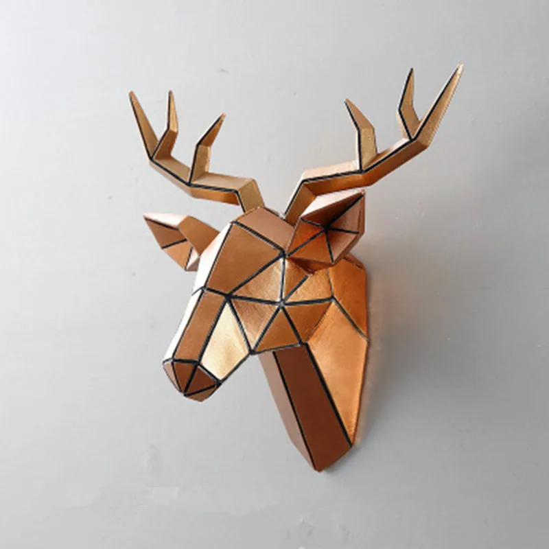 

3D MODERN DEER HEAD SCULPTURE MURALS HOME WALL HANGING ELK STATUE HANDMADE ORNAMENT ARTWORK SMALL SIZE DEER HEAD SCULPTURE A662