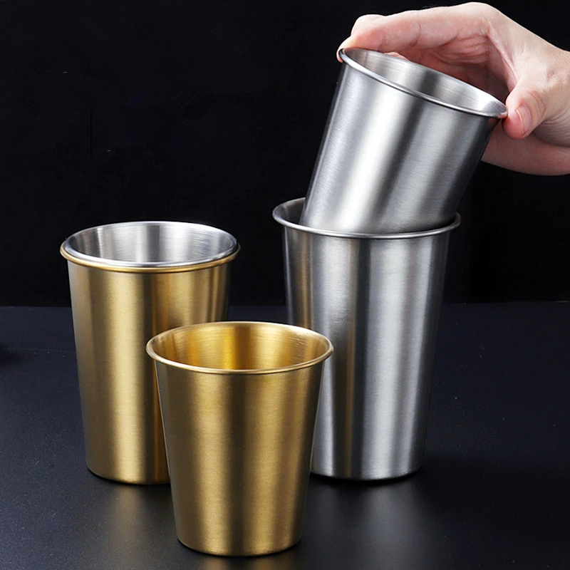 

Stainless Steel Beer Cup Home Office Coffee Milk Tea Water Cups Portable Juice Drinking Mug Winebowls Kitchen Drinkware No Logo