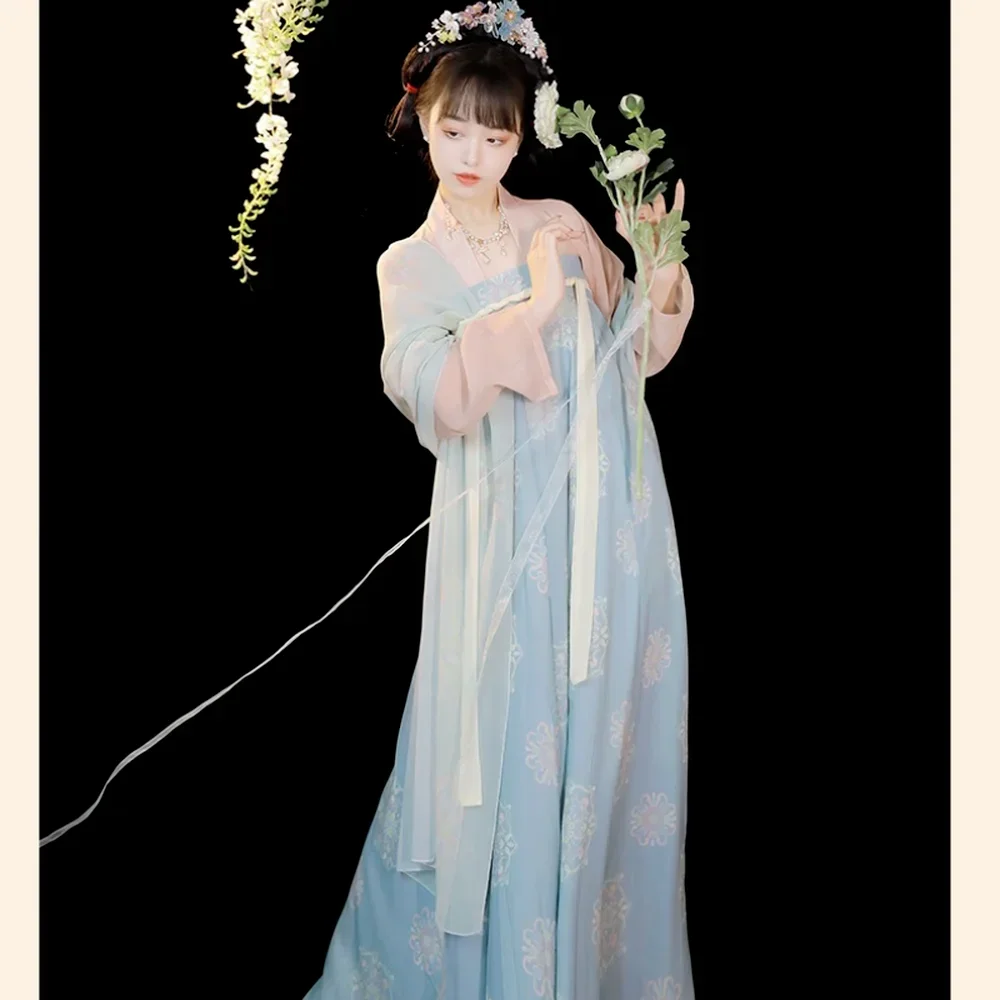 Летняя современная Женская нагрудная юбка ханьфу династии Тан 3 цвета женский