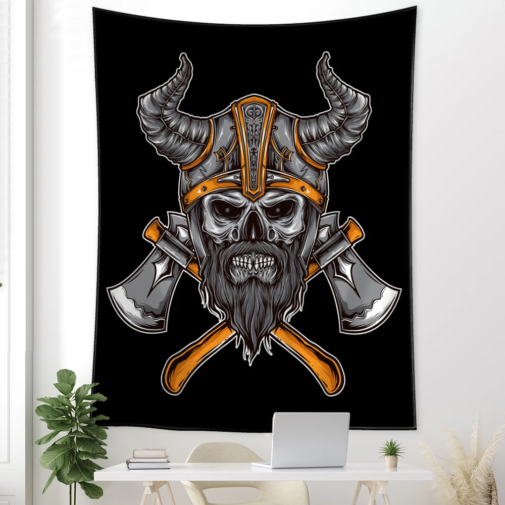 

Viking Culture Skeleton Tapestry Wall Hanging Hippie Tapiz Psychedelic Witchcraft Art Student Dormitory Room Decor