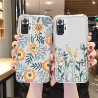 silicone phone case for xiaomi redmi note 10 pro case flower clear case for redmi k30 k20 pro 9a 9c nfc note 11t 8t 7 pro cover