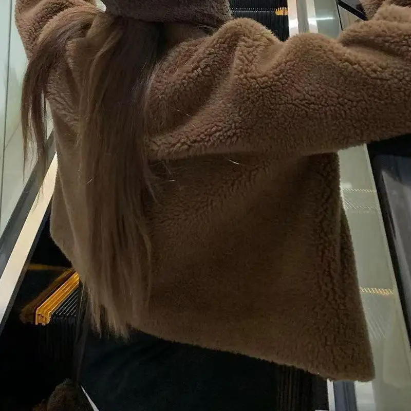 Homegirl's Same Mocha Lamb Wool Верхняя одежда на молнии Женское осенне-зимнее теплое