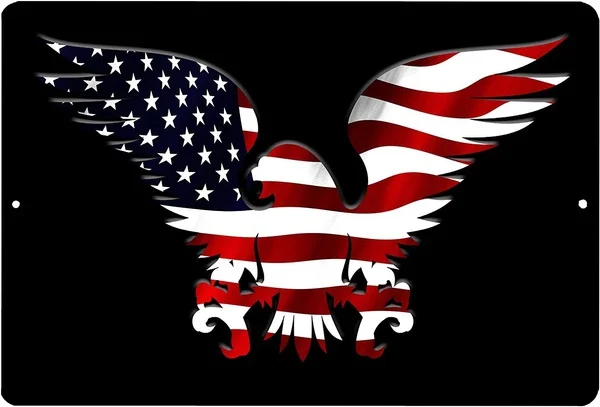 

Rogue River Tactical American Eagle USA Flag Tin Sign Wall Decor Man Cave Bar Patriotic funny tin sign