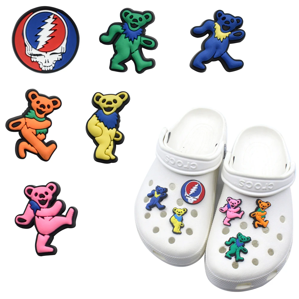 

Single Sale 1pcs Shoe Buckle Accessories PVC Cute Grateful Desd Shoe Charm Decorations Pins Fit Croc Jibz Party Kids Gifts