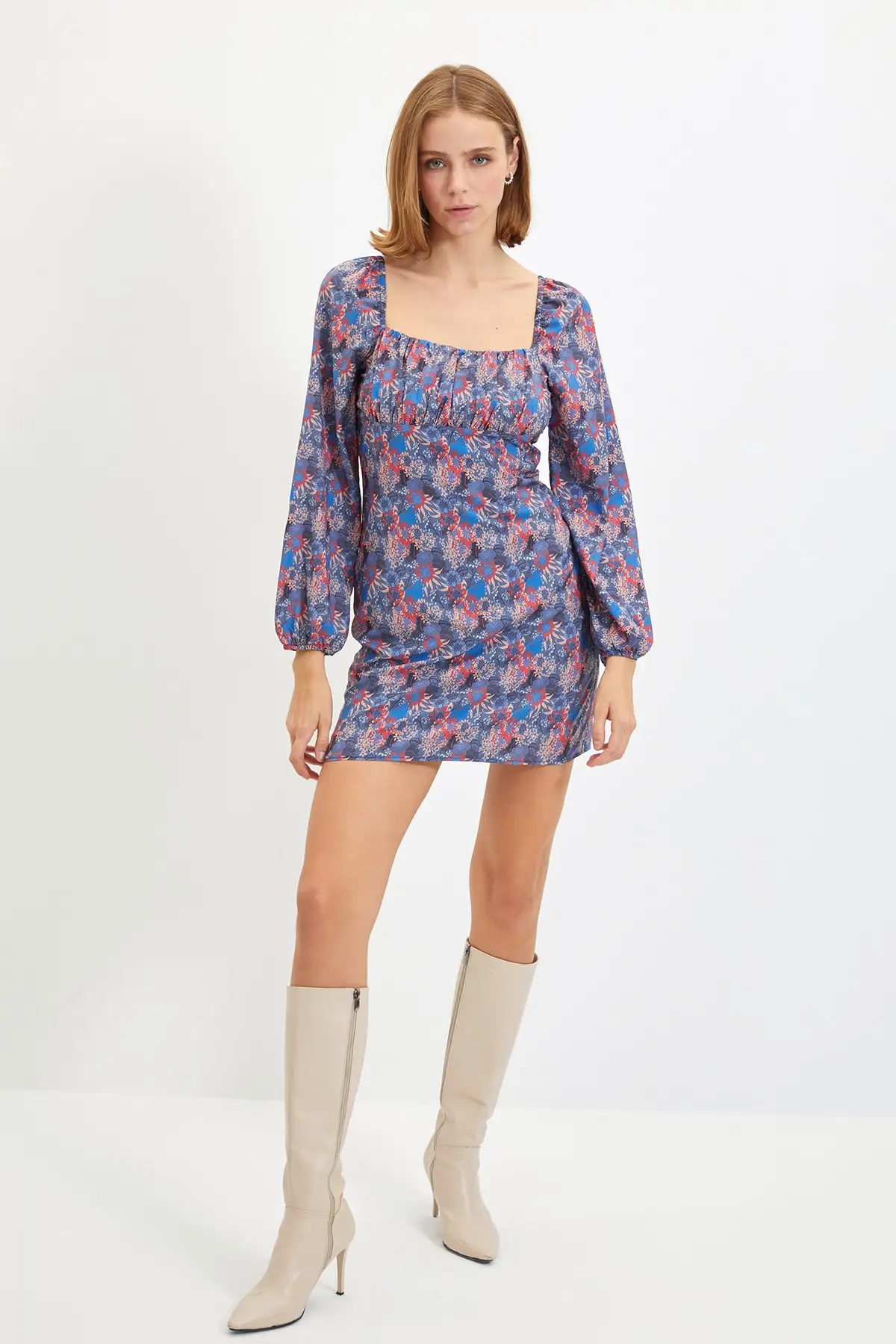 

Trendyol Pattern Square Collar Dress TWOAW22EL1140