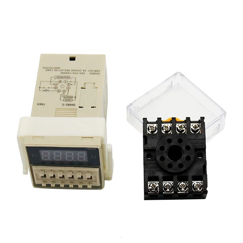

DH48S-S Programmable Timer Charger With DH48S Socket Base DIN Rail Sec 0.1S-990H 220V