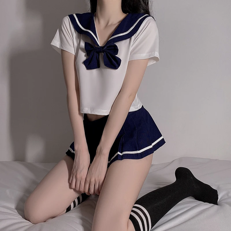 

Sexy Pure Student Wear Pleated Skirt Miniskirt Cosplay Uniform Suit