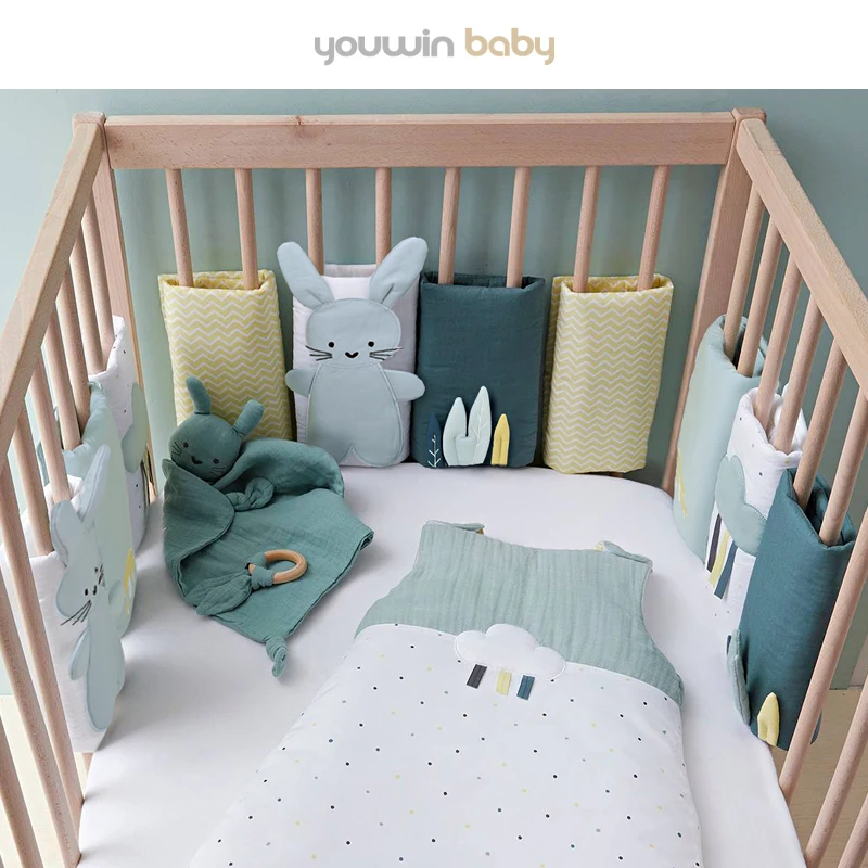 Baby Bumper Cotton Crib Fence Cloth Breathable Anti Collision Barrier Newborn Bed Fence Cover Safe Machine Washable Four Seasons