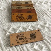 30pcs personalized sewing tags for crochet customize leather clothing labels with logo rectangle handmade knitting garment label