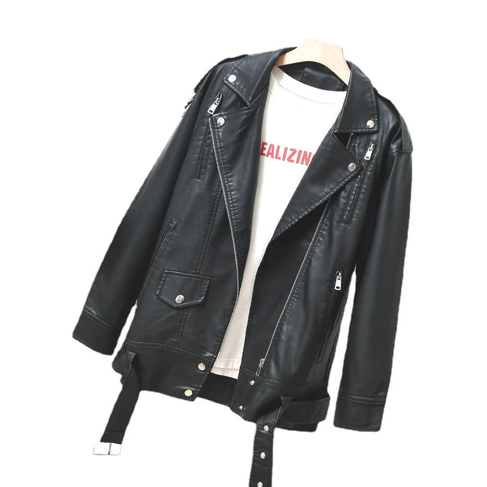 2023 new mid-length leather coat women's style leather jacke