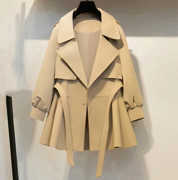 Пальто оверсайз для девочек ветровка с рюшами куртка длинными рукавами топ на