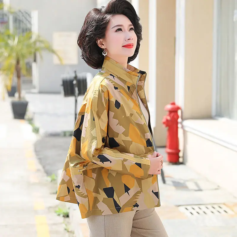 

High-quality Spring and Women Basic Jacket Coat Zipper Wearsport Women Jacket Casual Print Female Outwears Women Clothing Q340