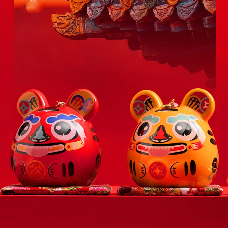 2022 NEW Piggy Bank Chinese New Year Tiger Coin Small Change Storage Container Saving Money Boxes Children Gifts Home Decor | Дом и сад