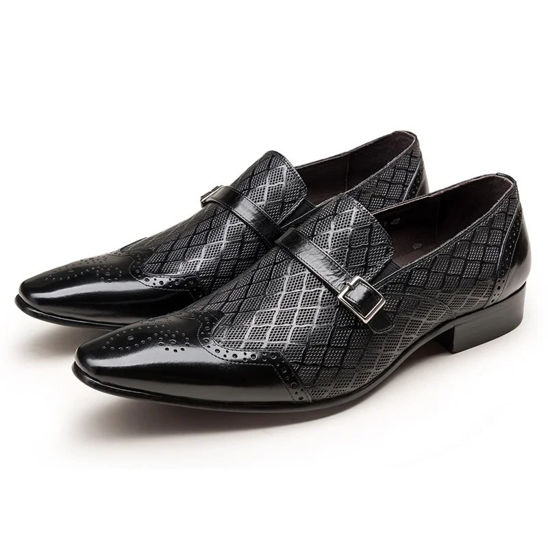 

Men's business leather shoes with buckle square hood feet leather shoes men wedding shoes loafers for men