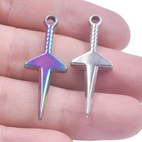gothic charms cross sword jewelry no fade stainless steel pendant accessories making for womens man necklaces supplies 5pcs