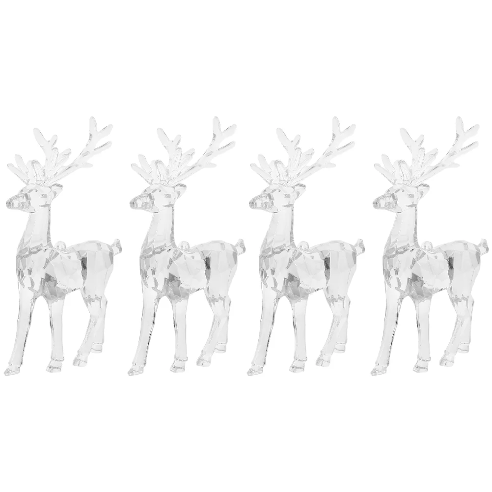 

4 Pcs Office Decor Cabinets Decors Home Decorations Christmas Figurines Crystal Elk Statue Reindeer