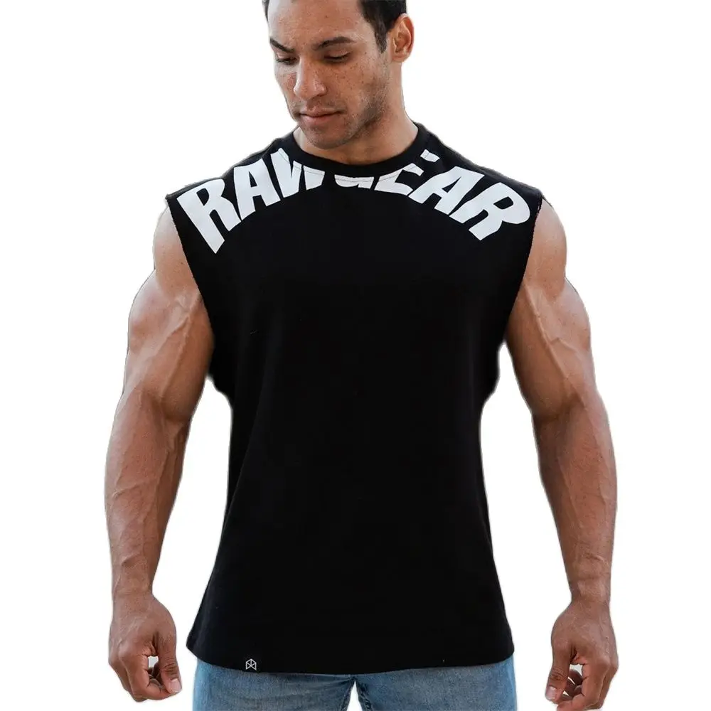 

New Summer Casual Tank Top Black Sleeveless Shirt Men Gym Bodybuilding Fitness Cotton Singlet Stringer Male Training Undershirt