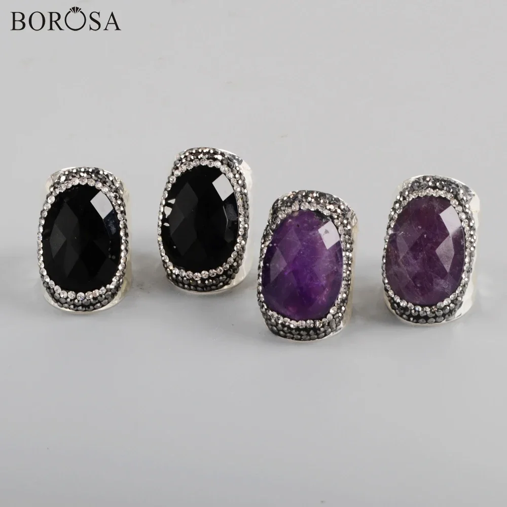 Кольцо с драгоценными камнями BOROSA 5 шт. модное посеребренное кольцо выложенным