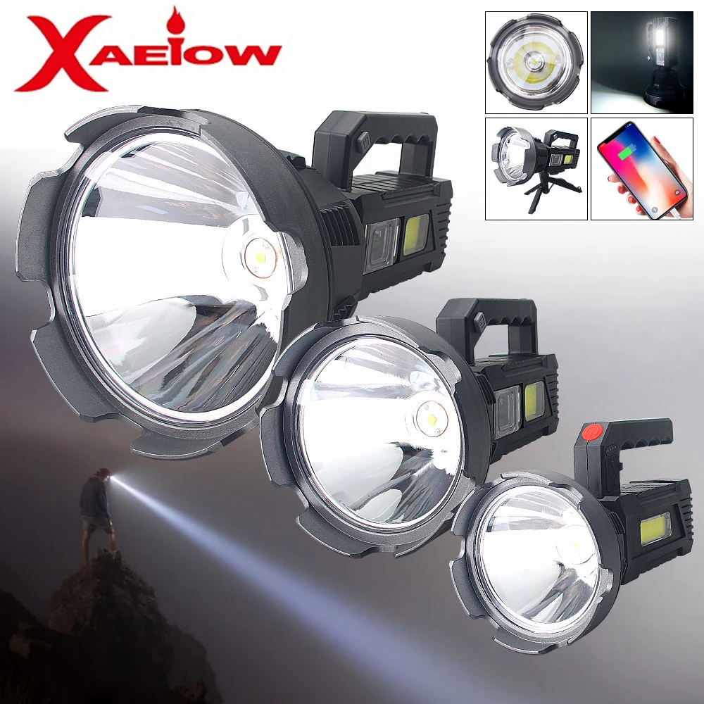 

Powerful LED Portable Searchlight P50 Fishing Flashlight Spotlights Mountable bracket USB Rechargeable Power Bank Lamp