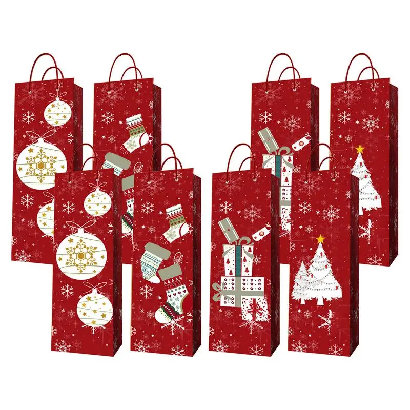 

Рождественские подарочные пакеты для вина, 8 шт., рождественские подарочные пакеты для винных бутылок, многоразовые праздничные винные паке...