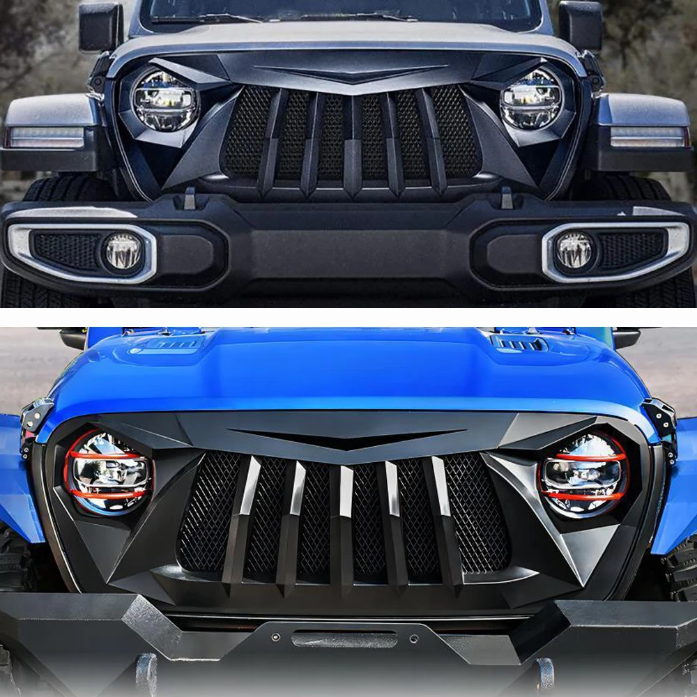 Фото Решетка радиатора Lantsun JL1239 для Jeep Wrangler JL2018+, 1 шт., черная №1