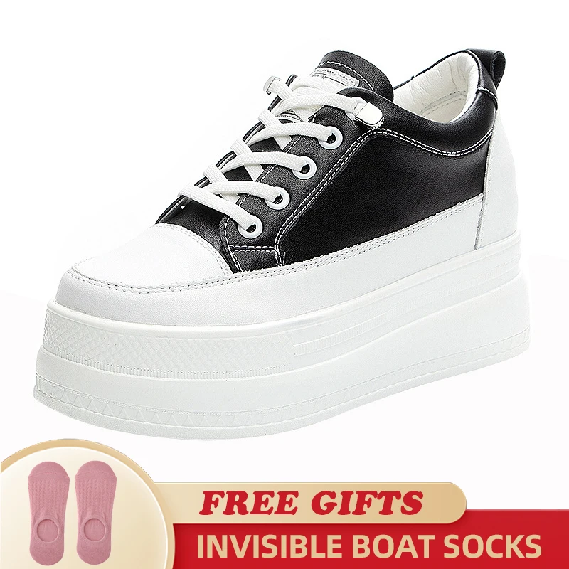 

2023 New 9cm Genuine Leather Women Summer Shoes Platform Sneakers Wedge High Heel Women Casual Shoes Fashion Sneakers Woman