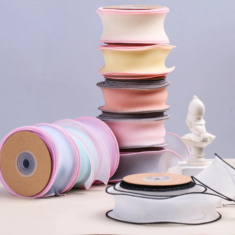 Двусторонняя шифоновая лента с краями 10 ярдов 40 мм 70