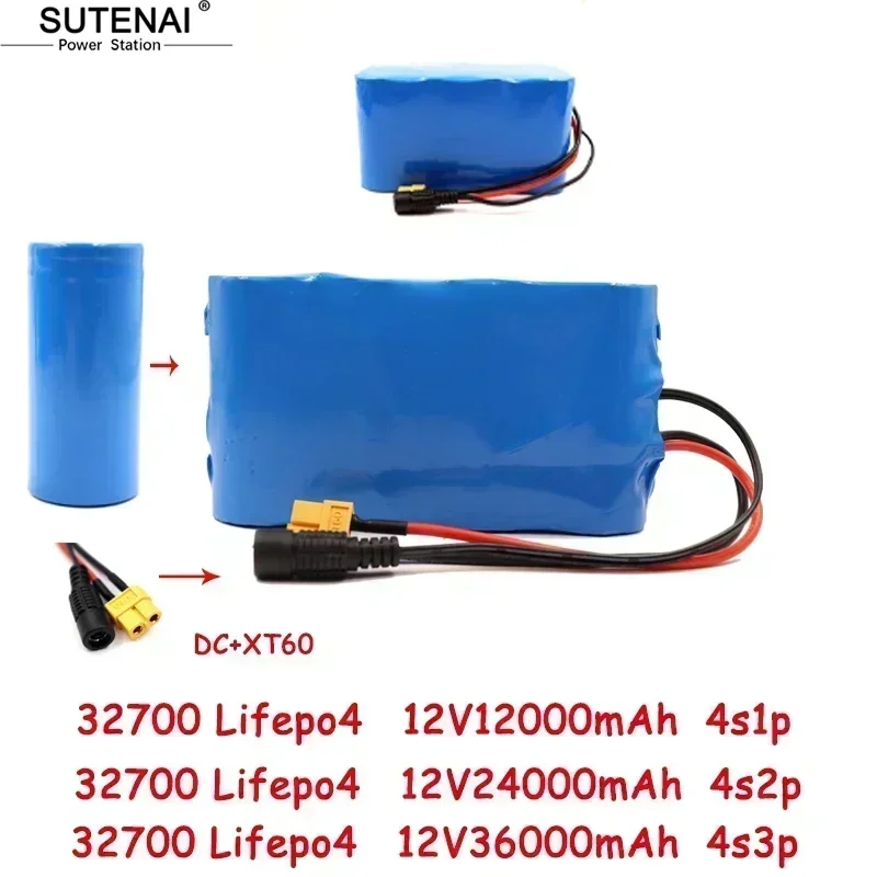 Аккумулятор SUTENAI 32700 LiFePO4 12.8В 12/24/36Ач 4S 40A BMS для лодки и ИБП