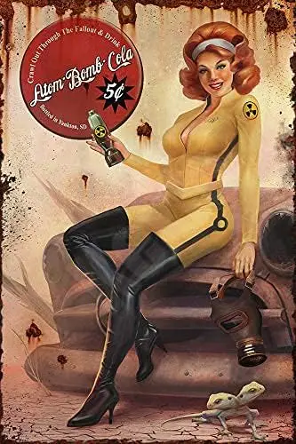 1 шт. высказанные через Fallout &amp Drink Pin Up Girl винтажные жестяные вывески в стиле ретро