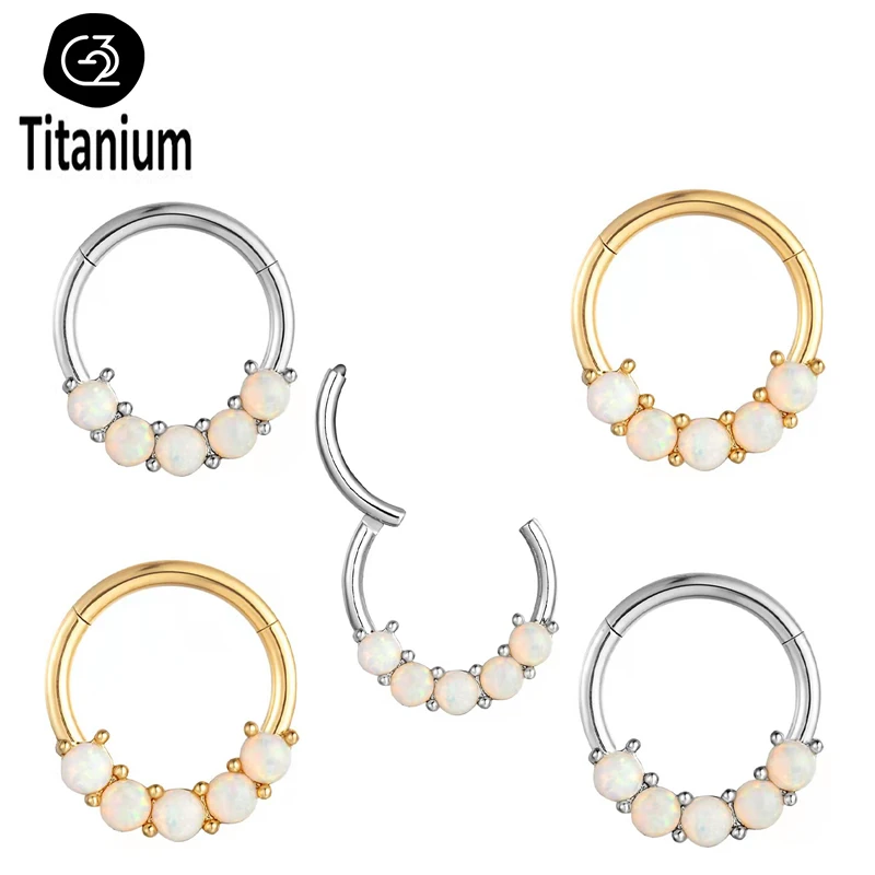 

1Pcs Hight Segment Clicker Hoop 316L Stainless Steel Nose Rings Daith Helix Cartilage Tragus Piercing Opal Earrings Body Jewelry