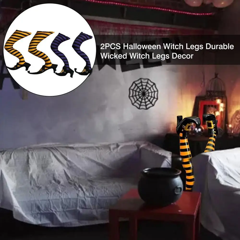 

2pcs Halloween Witch Legs Durable Witch Legs Decor DIY Crafts Witches Boots Halloween Party Decoration